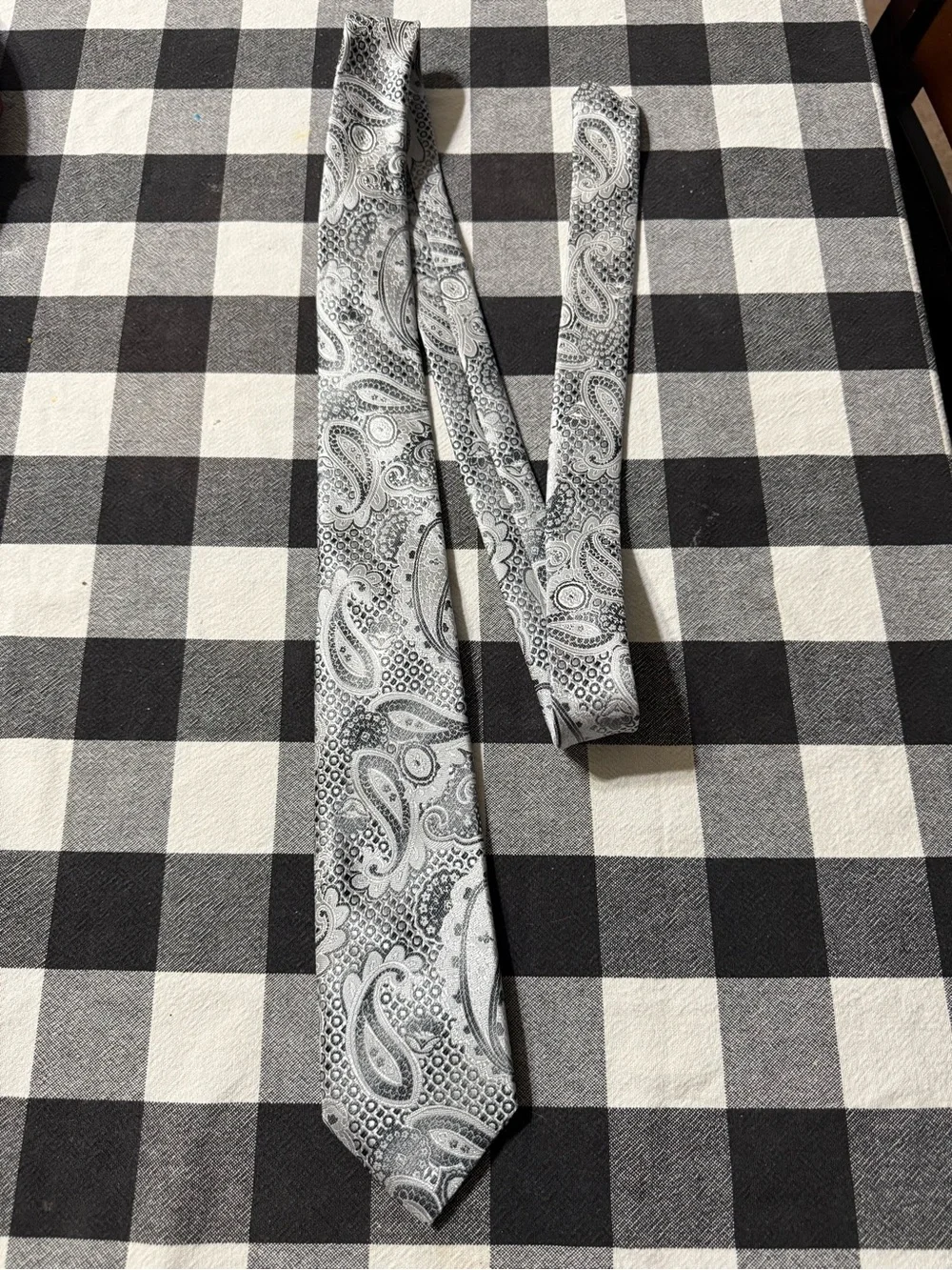 Basic Editions Silver and Black Paisley Tie